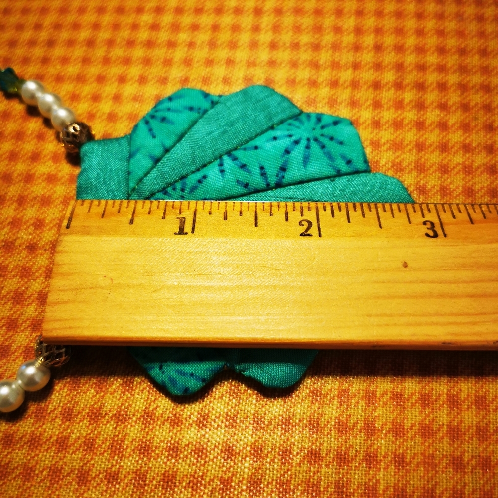 Unique Turquoise Fabric Shell Necklace - Picture 6 of 16